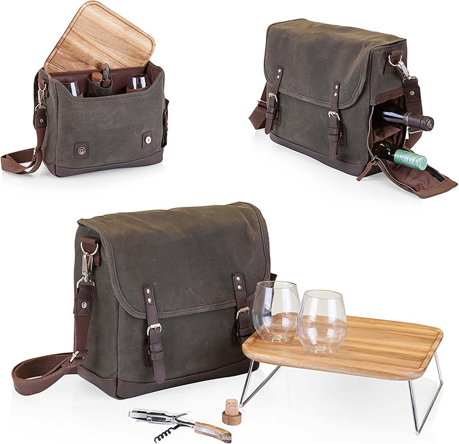 Legacy Adventure Wine Tote Bag with Wine Glasses and Mini Table Khaki