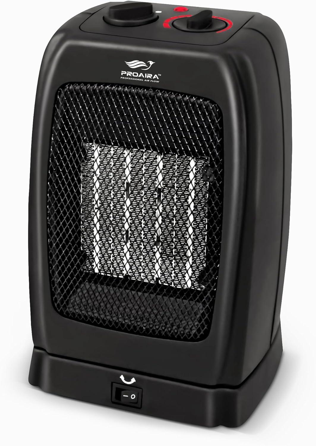 Proaira 750 Watt 2730 BTU Electric Compact Space Heater with Adjustable Thermostat