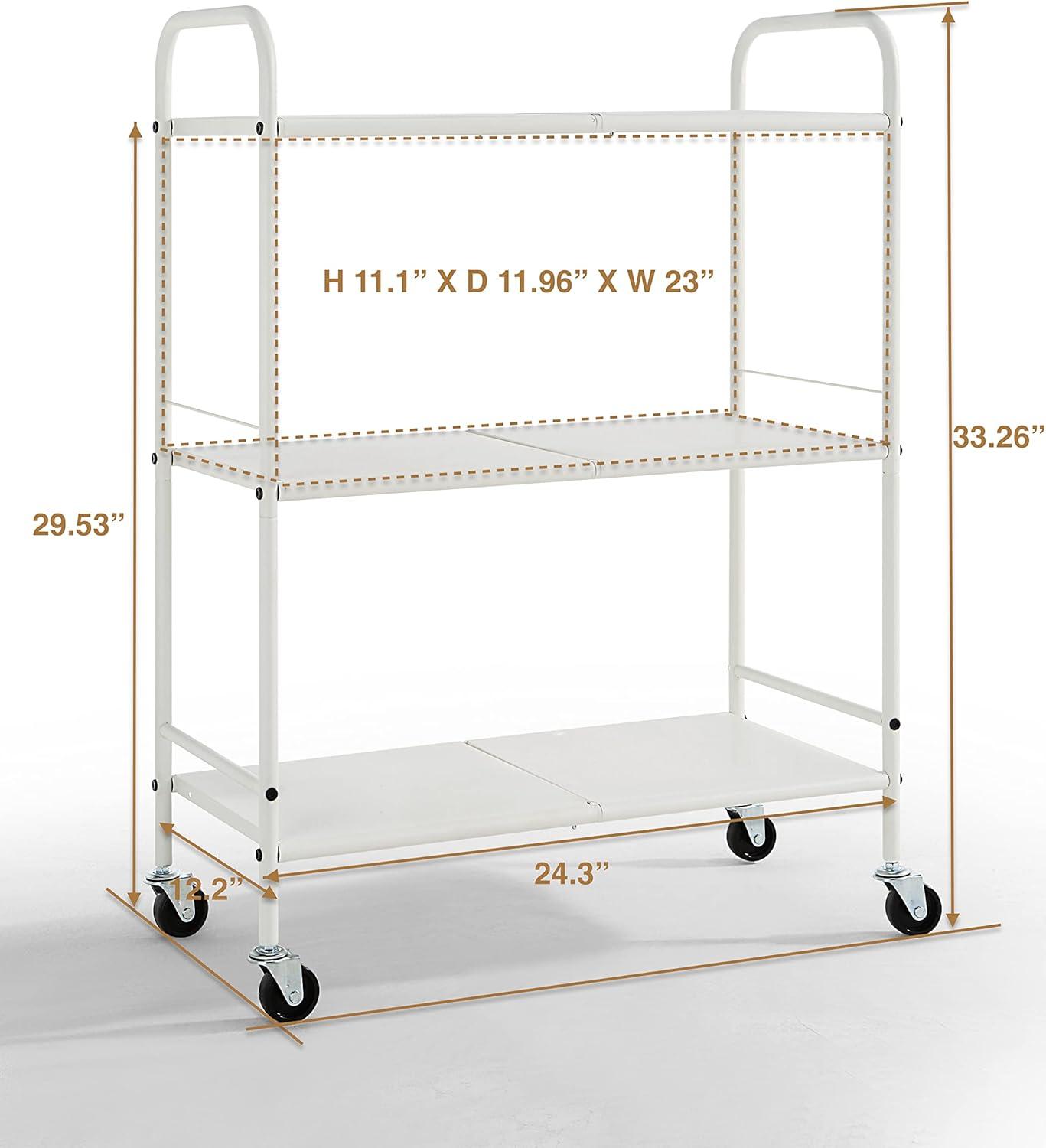 SunnyPoint 3-Tier Wide Rolling Organizer Utility Craft Cart White (YJ-WIDE-W)