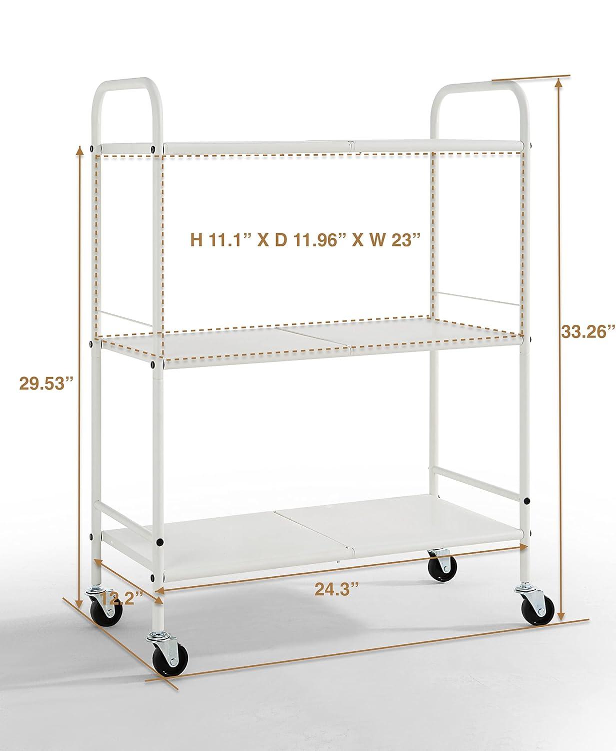 SunnyPoint 3-Tier Wide Rolling Organizer Utility Craft Cart White (YJ-WIDE-W)
