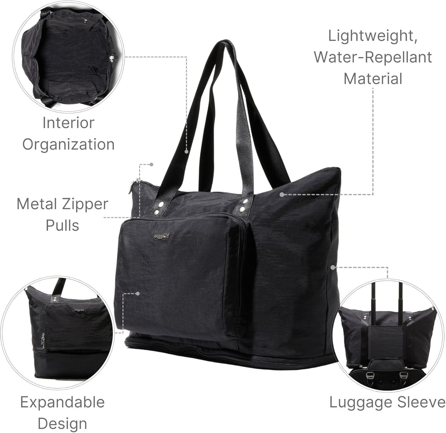 baggallini Carryall Expandable Packable Tote Bag - Black