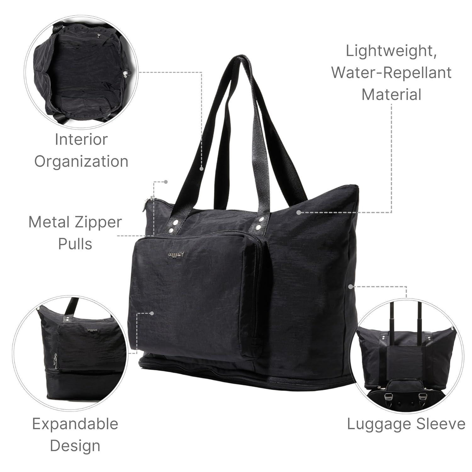 baggallini Carryall Expandable Packable Tote Bag - Black