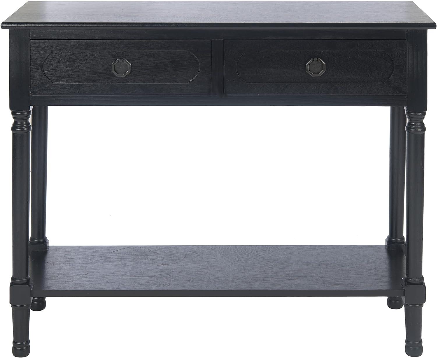 Allura Black Wood and Metal Console Table with Storage