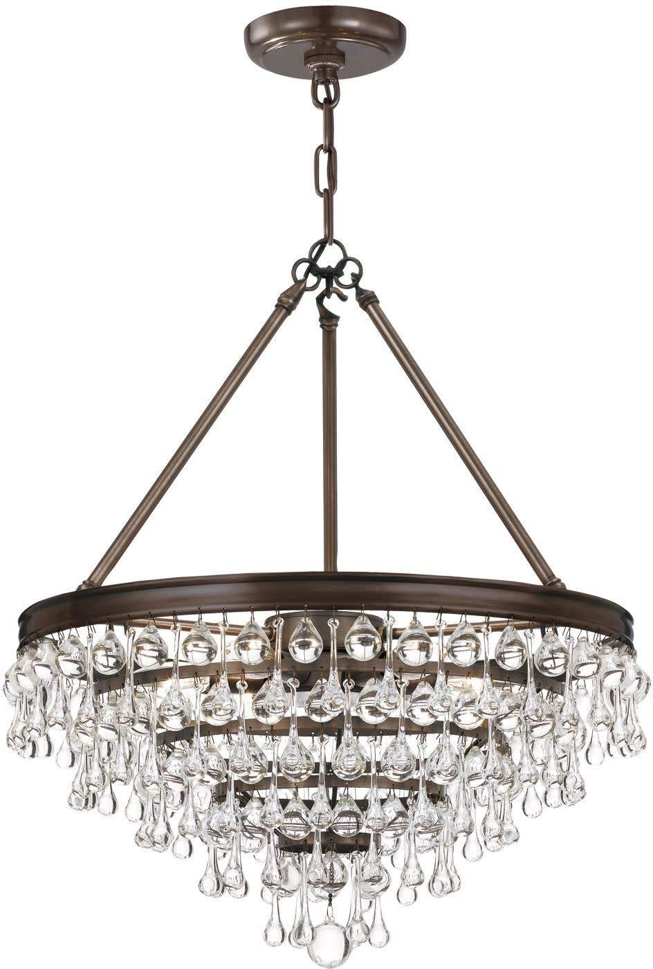 Calypso 6 Light Crystal Teardrop Vibrant Gold Chandelier by Crystorama 136-VG in Gold Finish