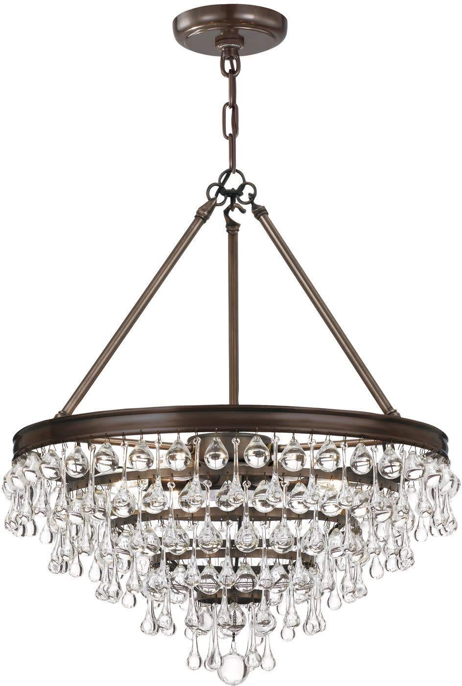 Crystorama Calypso 6 Light Crystal Teardrop Vibrant Gold Chandelier - 20'' W x 24'' H
