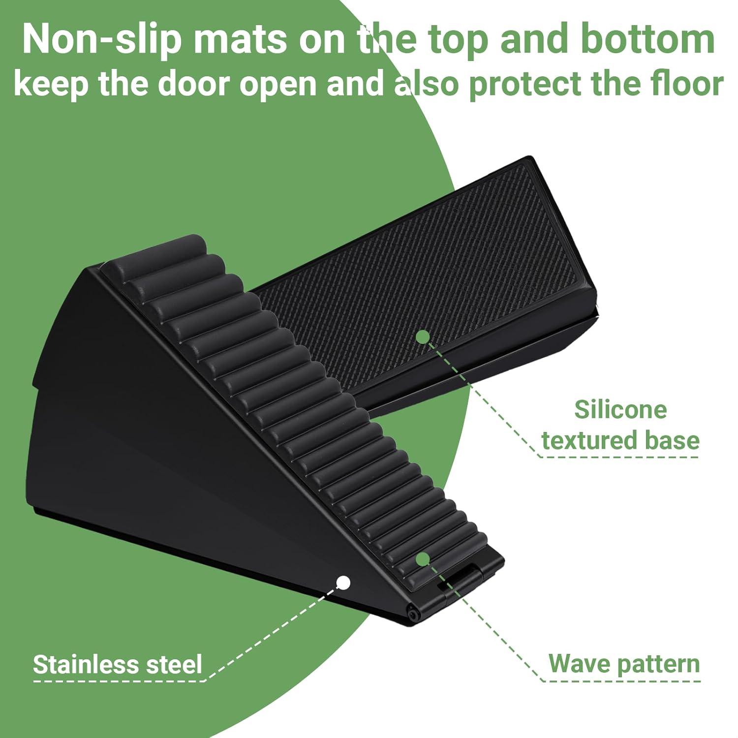 Large Door Stopper - Metal Door Wedge, Tall Door Stopper, Spring Rubber for Extra Strong Grip (Silver, 1 Pack)