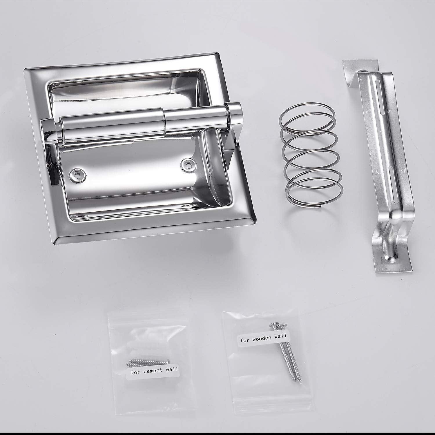 Smack Polished Chrome Recessed Toilet Paper Holder, Bathroom Wall Mount Recessed Toilet Tissue Roll Paper Holder Include Rear Mounting Bracket