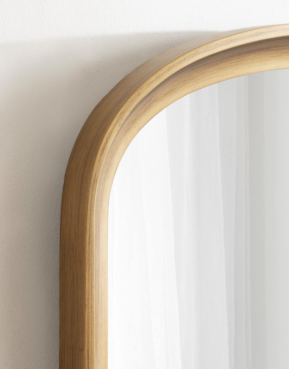 24"x36" Hatherleigh Basket Arch Wall Mirror Gold - Kate & Laurel All Things Decor: Durable Wooden Frame, No Assembly Required