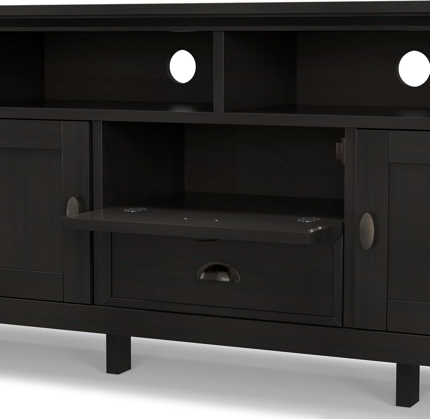 Simpli Home Redmond 72"W Solid Wood TV Stand for TVs up to 80" with Storage Cabinets