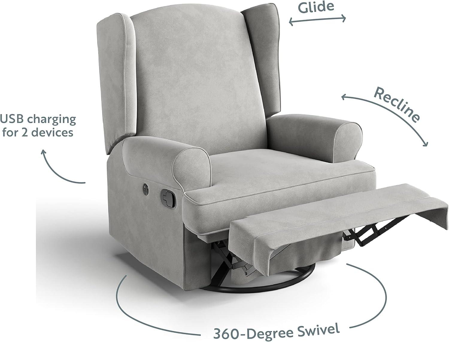 Serenity Swivel Reclining Glider Rocking Chair with USB