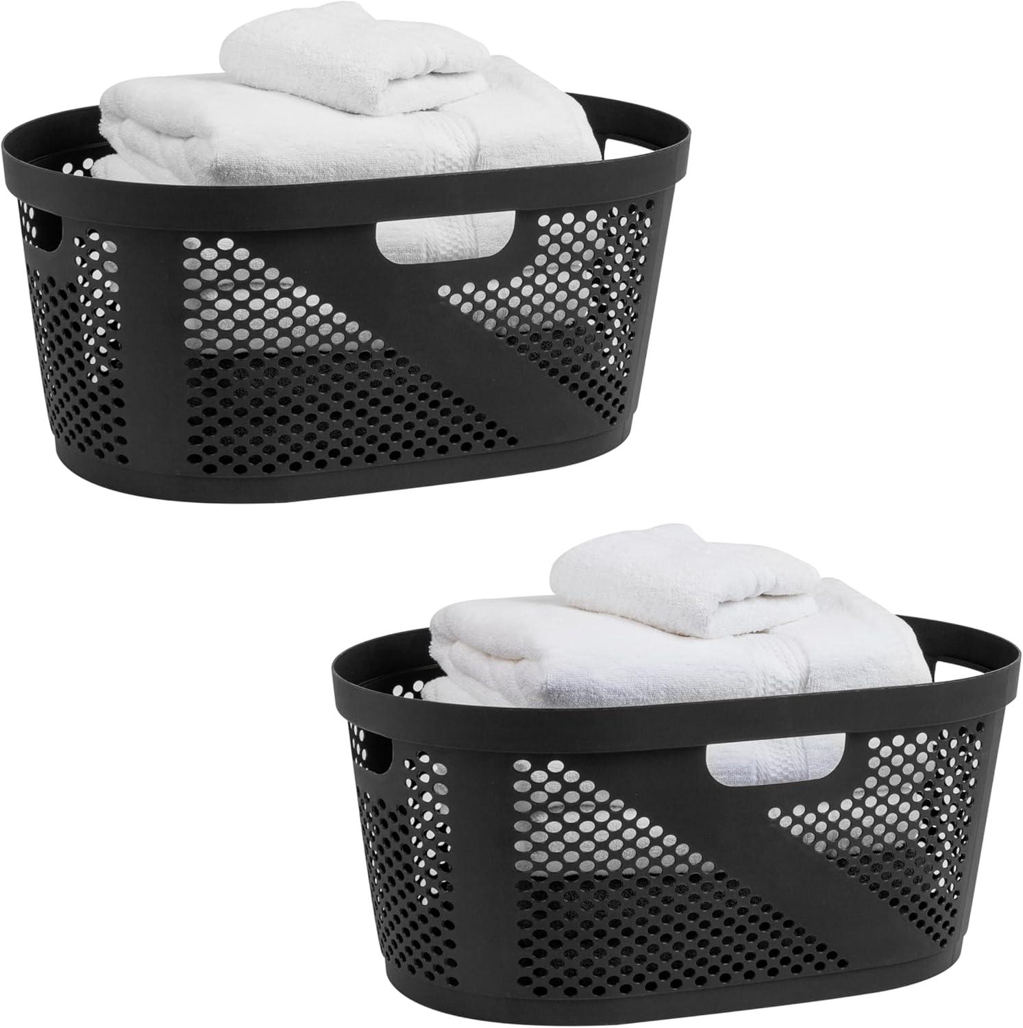 Mind Reader Mind Reader 40L Laundry Basket, Clothes Hamper, Ventilated, Plastic, 23"L x 14.5"W x 10.5"H, 2 Pack (Set of 2)