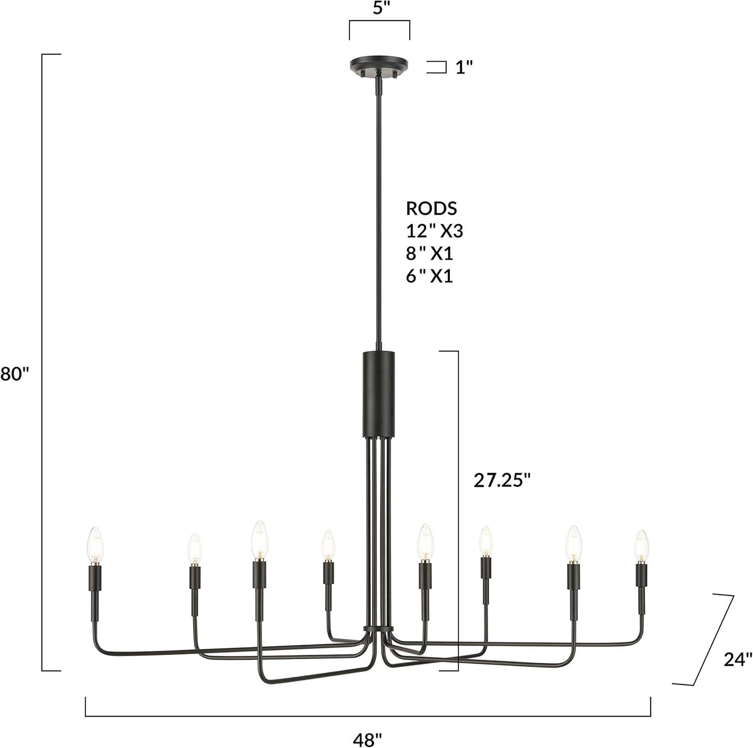 Bella 8-Light Black Candelabra Chandelier