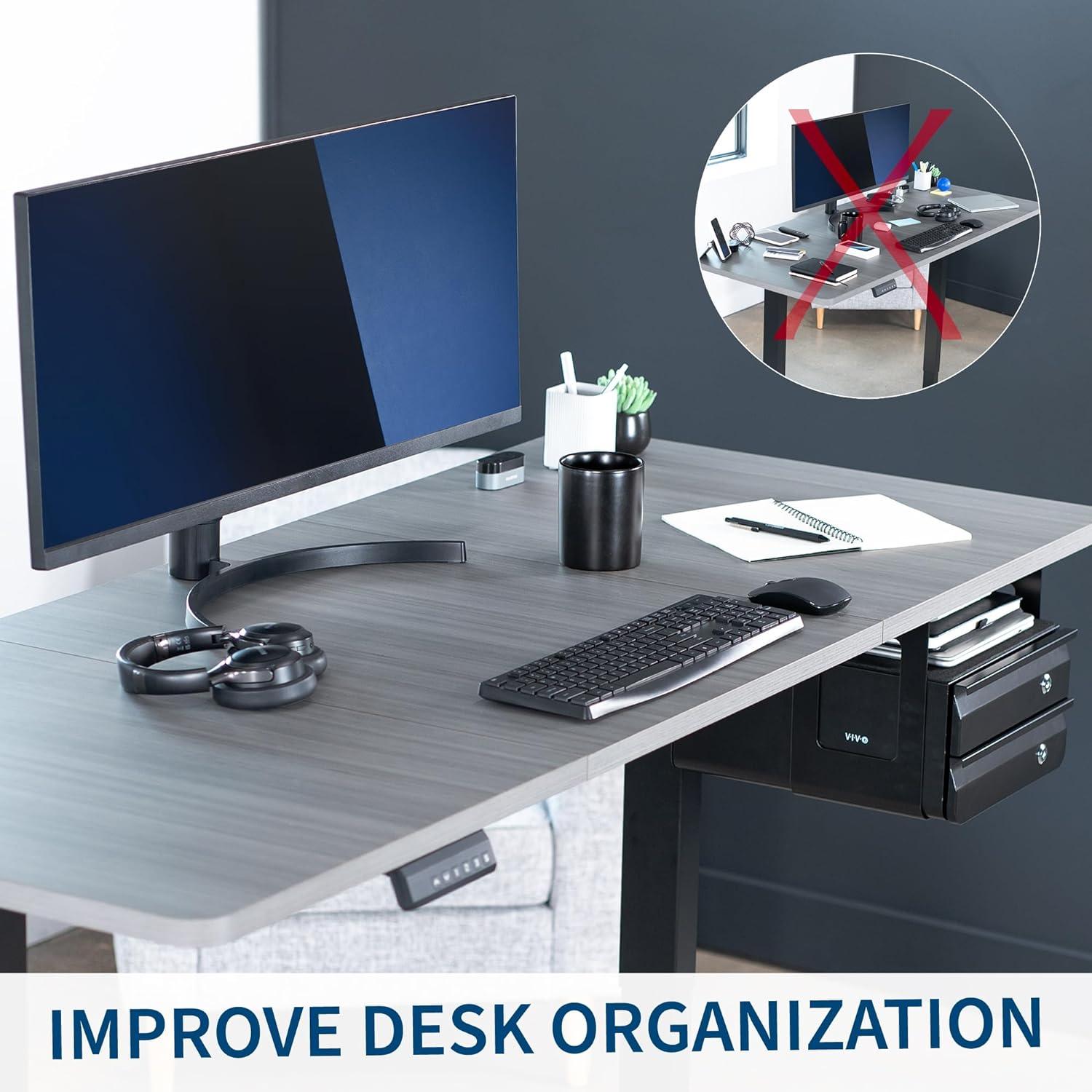 VIVO Black Under Desk Lockable Pull Out Storage Drawers, Workspace Organizer