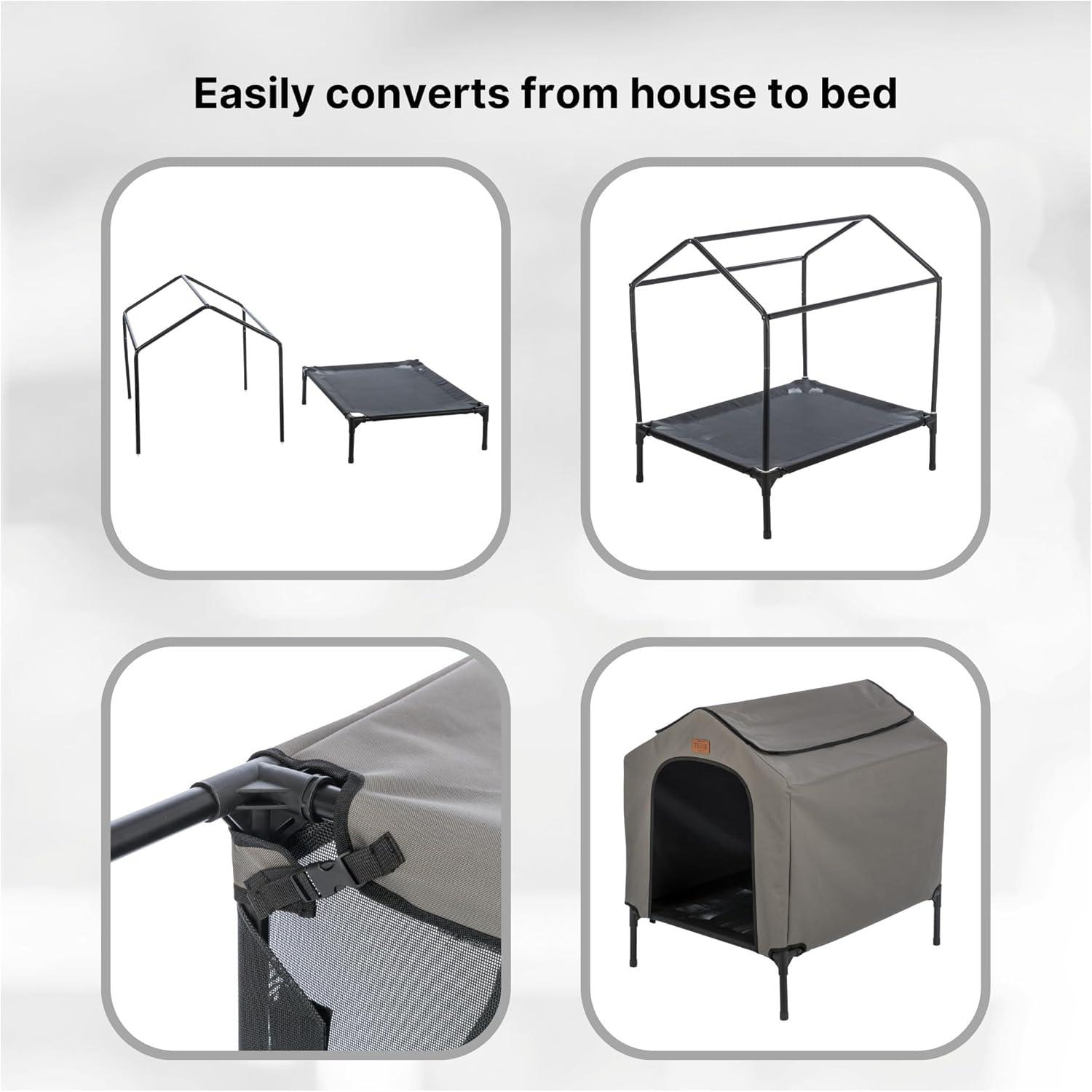 TRIXIE 2-in-1 Elevated Portable Dog House or Dog Cot & Tent for Small-Medium Dogs