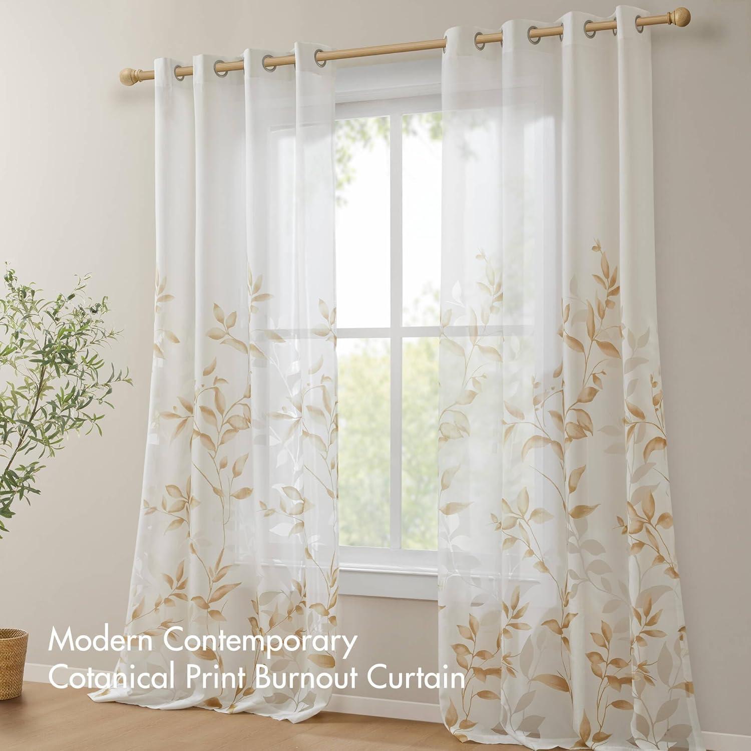 Madison Park Cecily Floral Printed Burnout Sheer Grommet Single Curtain Panel