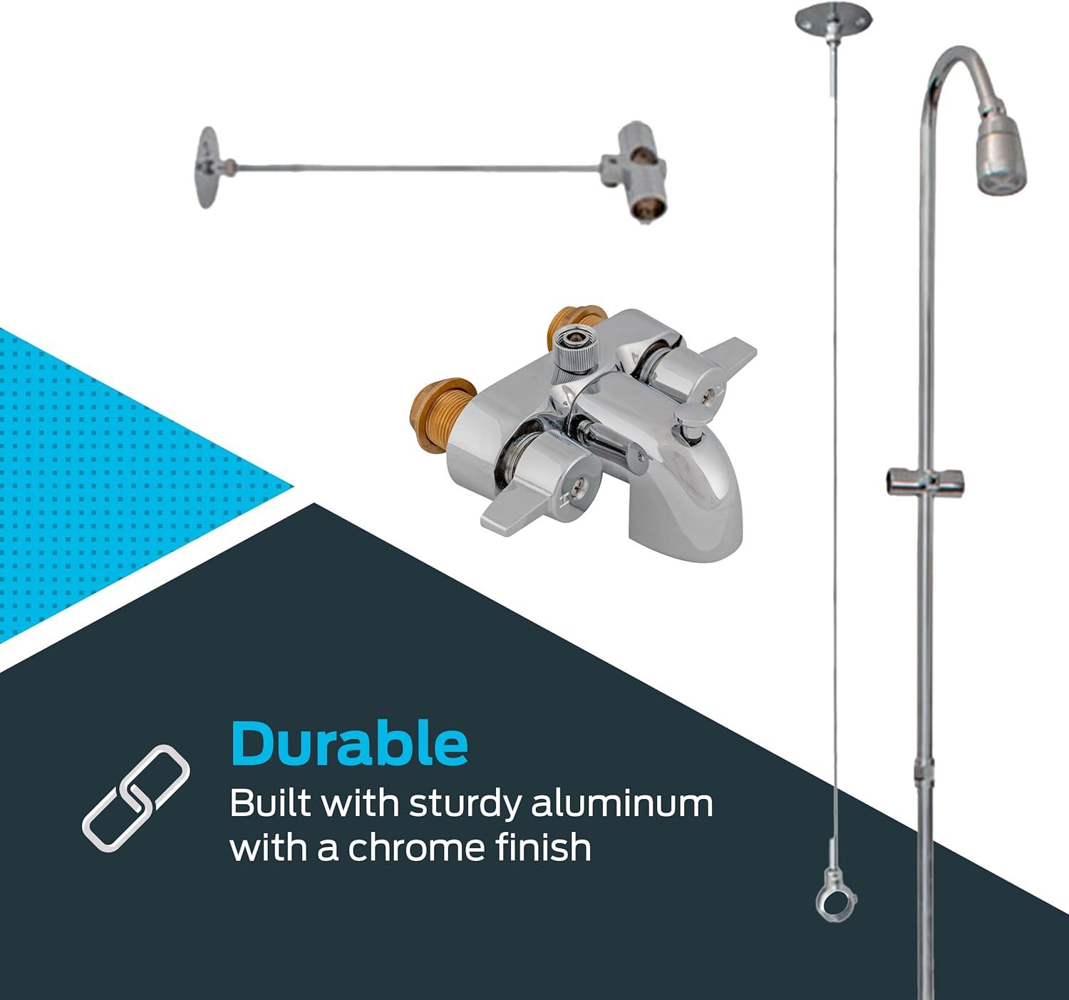 Chrome Freestanding Bathtub Shower Kit with Curtain Rod