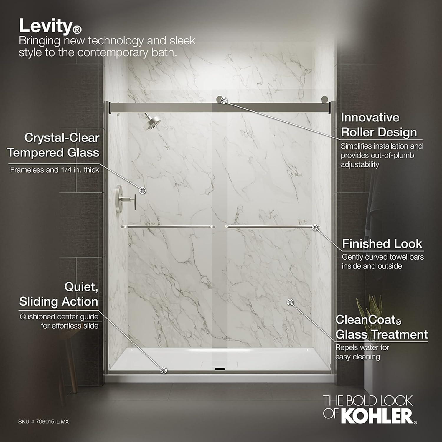Levity 59.63" x 74" Bypass Shower Door with CleanCoat® Technology