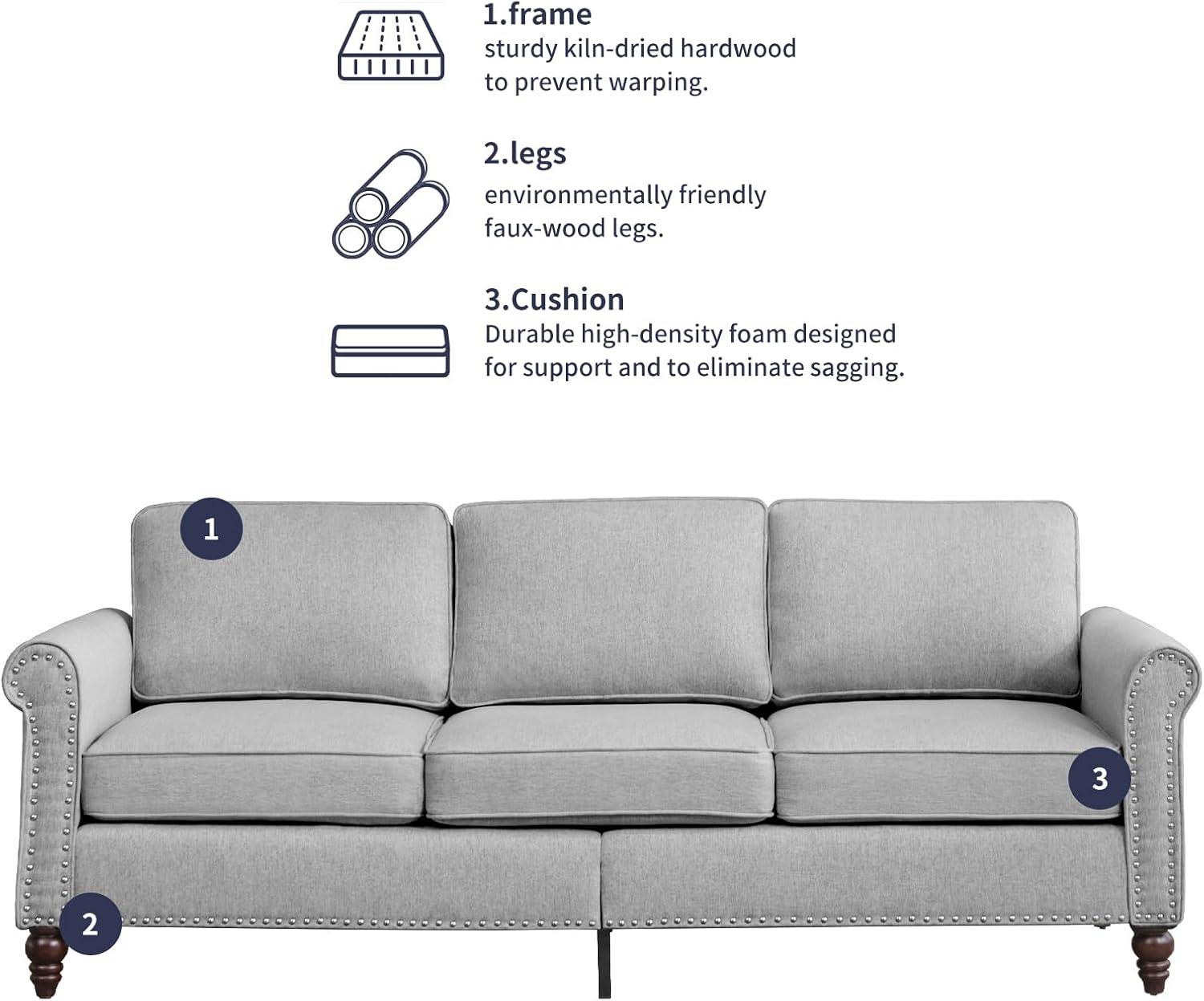 Alcott Hill® Devondrick 3-Piece Sofa Set | 3-Seater Sofa Couch, Loveseat and Single Sofa Chair for Small Spaces | Easy Assembly & Stain Resistant Fabric (Apartment/Dorm Ready)