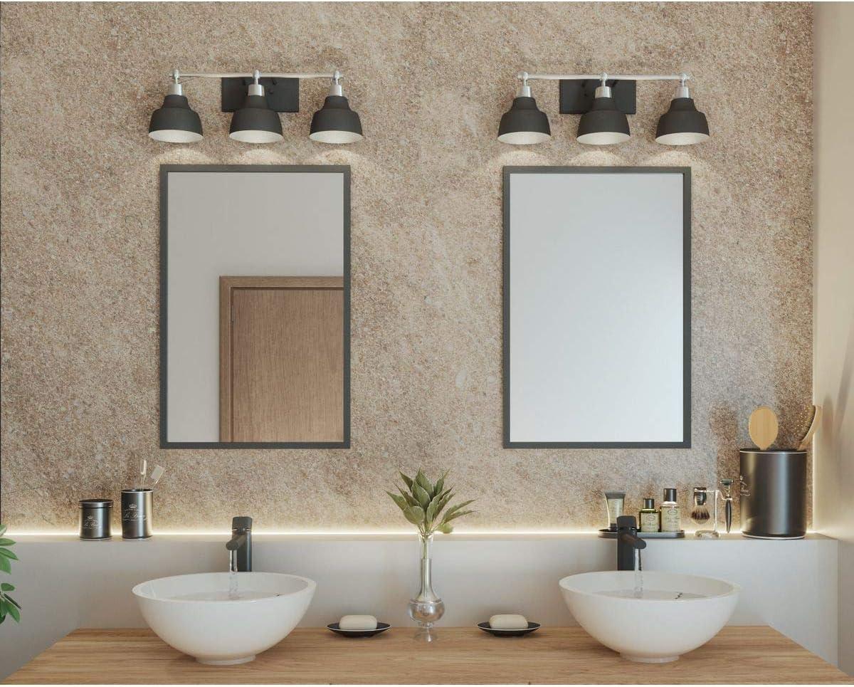 Progress Lighting Bramlett 3-Light Bath & Vanity, Brushed Nickel, Metal Reflector Shades