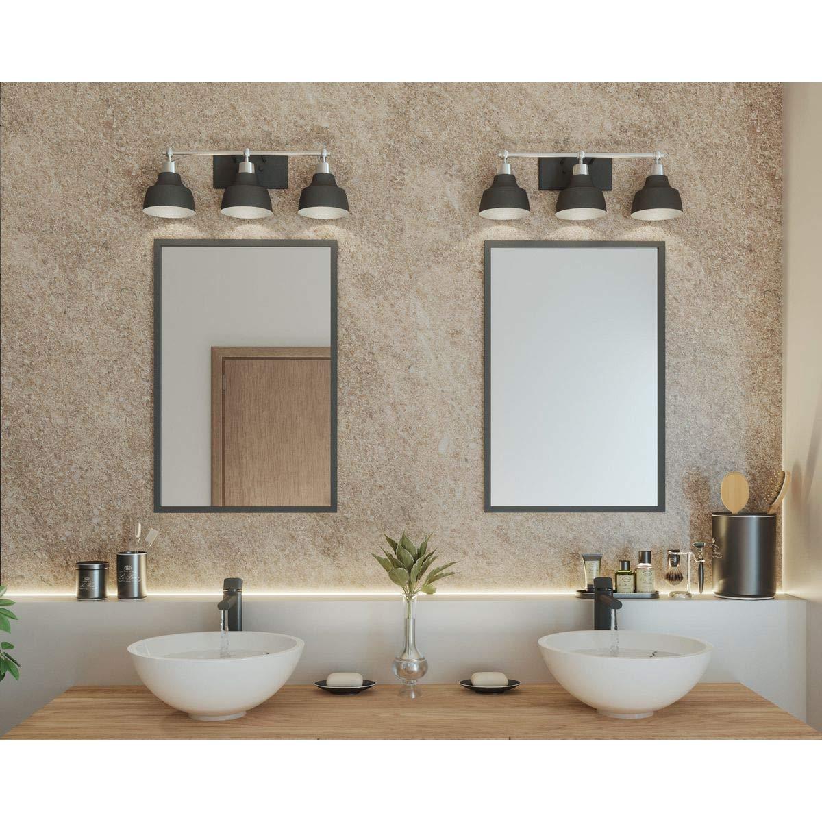 Progress Lighting Bramlett 3-Light Bath & Vanity, Brushed Nickel, Metal Reflector Shades