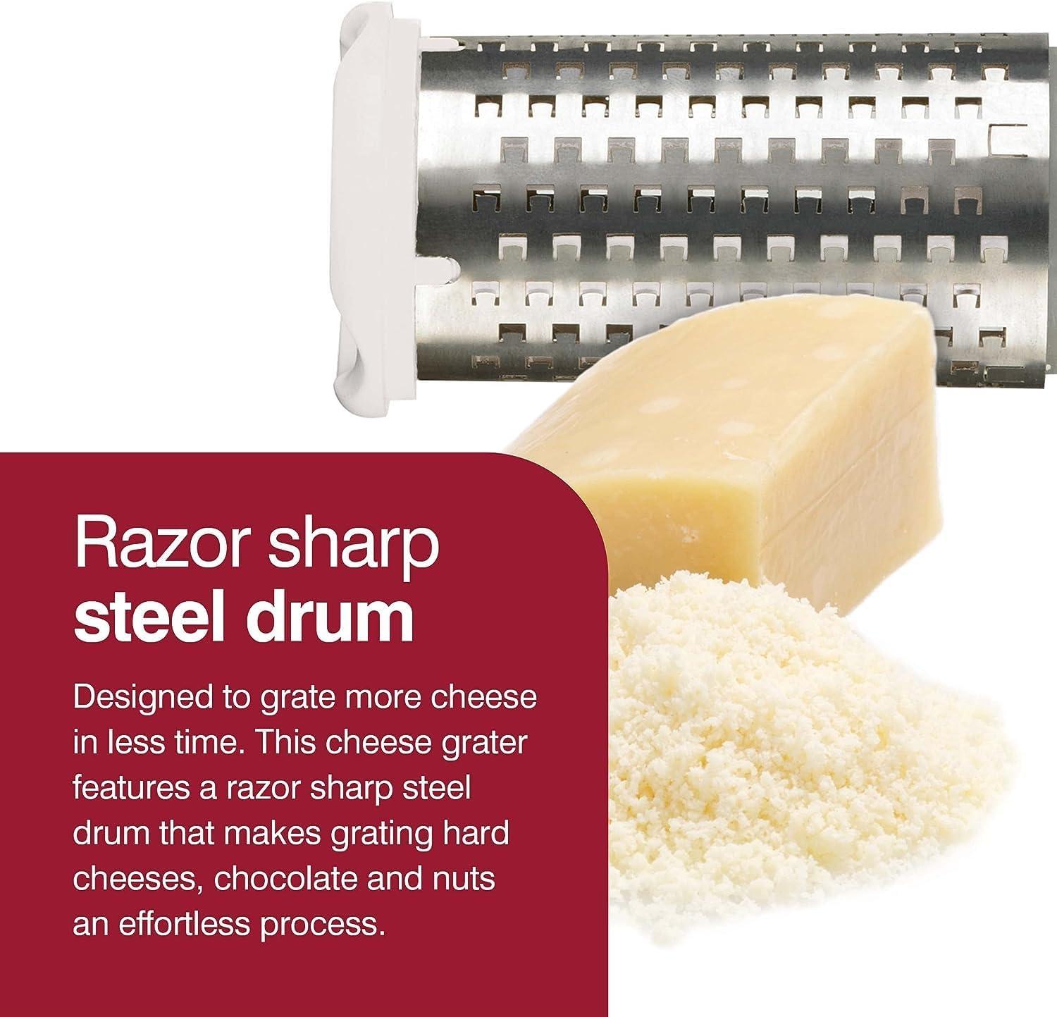 Zyliss Restaurant-Style Hand-Cranked Cheese Grater Fine Steel Blade Shredder,  White