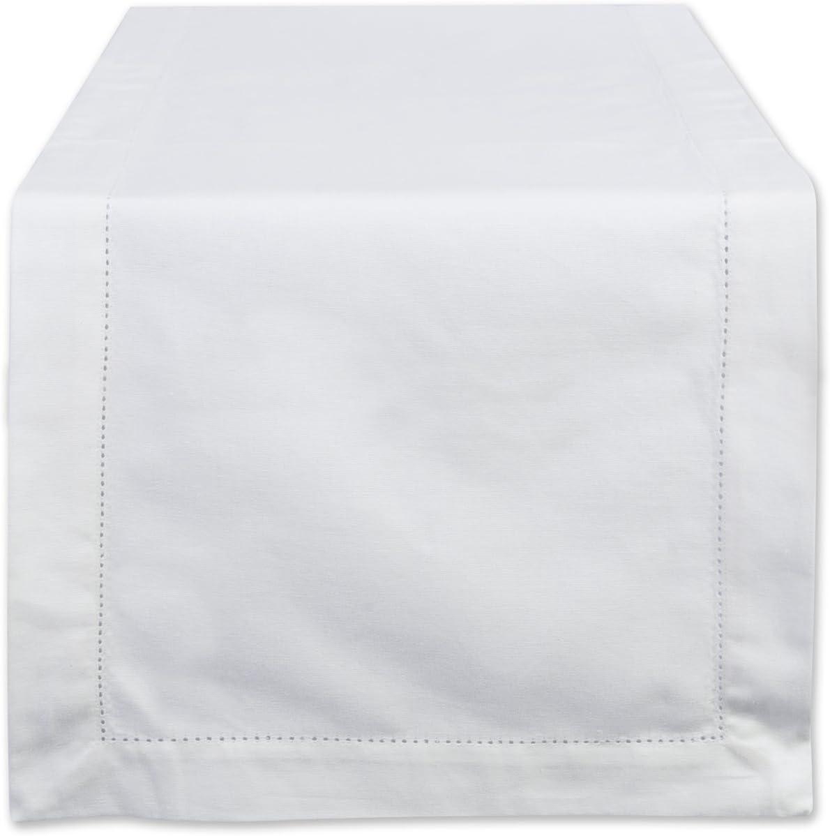 White Cotton Hemstitch Table Runner 14x108