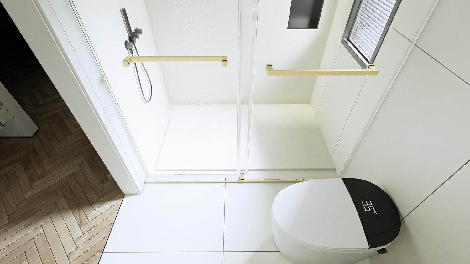 68-72" W x 76" L Frameless Double Sliding Shower Door - Soft-Close Feature, Brushed Nickel, 3/8" (10mm) Thick SGCC Tempered Glass Door with Explosion-Proof Film
