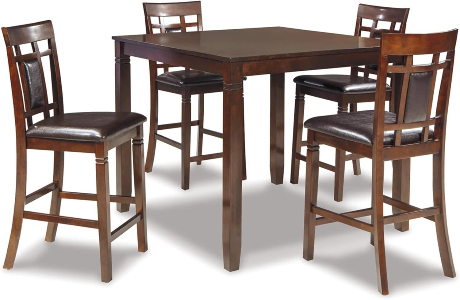 Bennox Counter Height Dining Table Set Brown: Faux Leather Stools, 5-Piece - Signature Design by Ashley