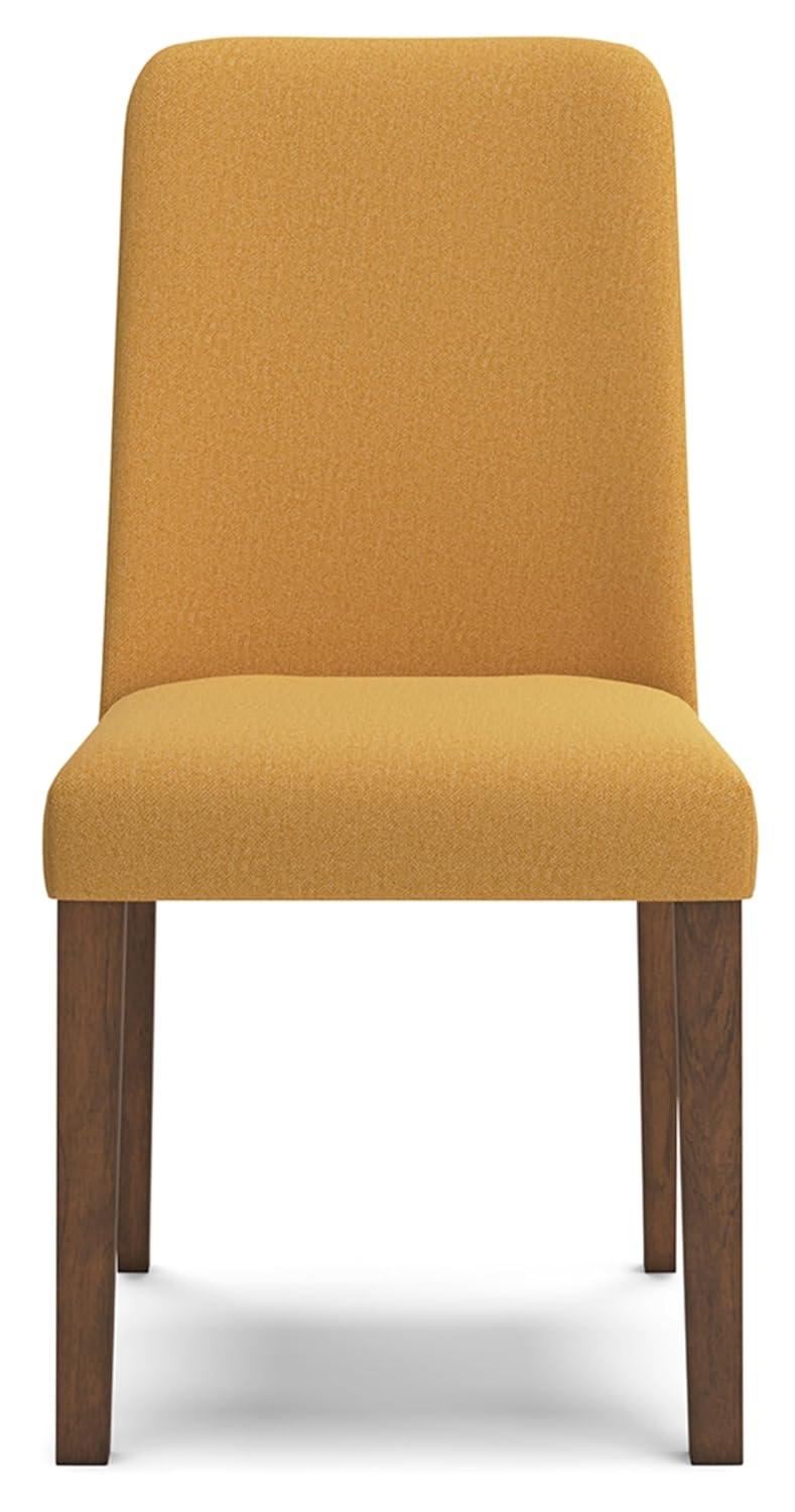 Mustard Yellow and Brown Upholstered Wood Side Chair Set