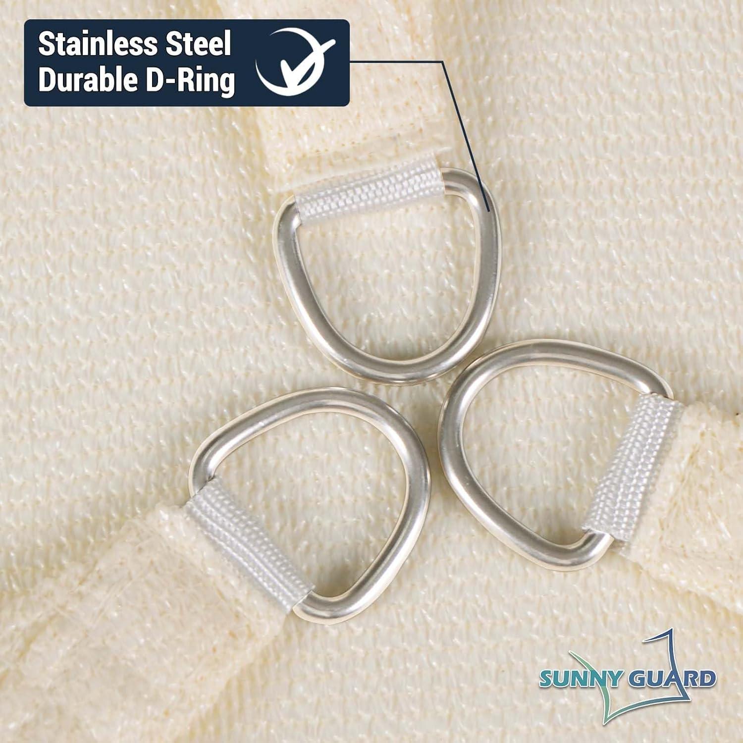 SUNNY GUARD Sun Shade Sail 10/12/16.5/20FT Triangle UV Block Sunshade Canopy for Outdoor, 16.5'x16.5'x16.5' Cream