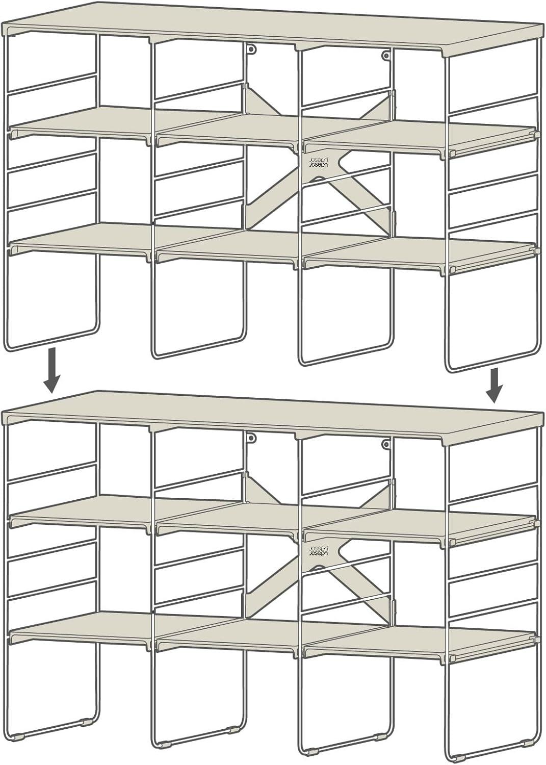 Joseph Joseph Level Plus Adjustable Shoe Rack - Stores 12 Pairs: Freestanding Carbon Steel Frame, Off-White, 29.8" Width