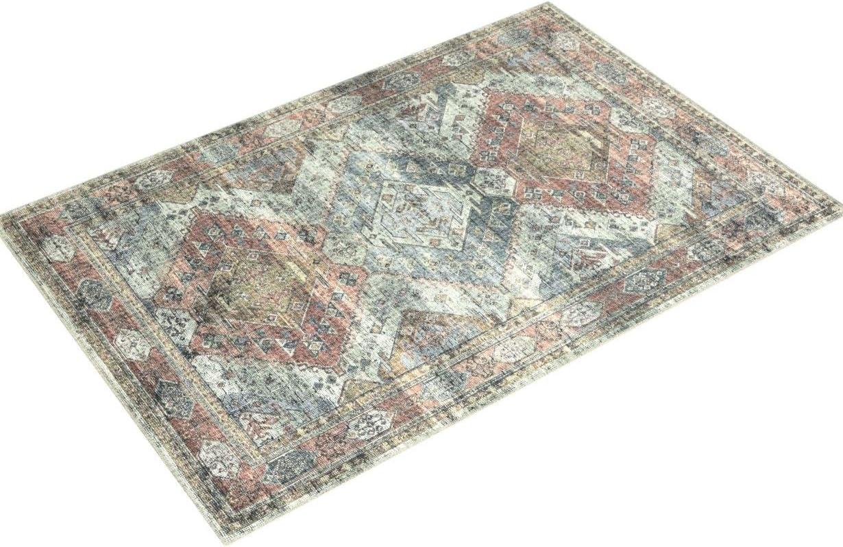 Skye Blue and Apricot 6' x 9' Oriental Wool Rug