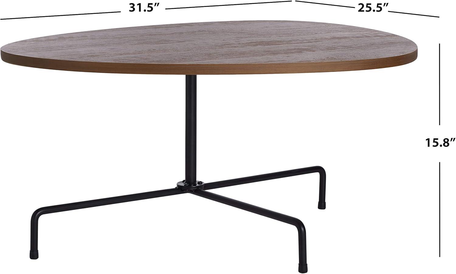 Bauhaus Influence Walnut & Black Metal Tripod Coffee Table