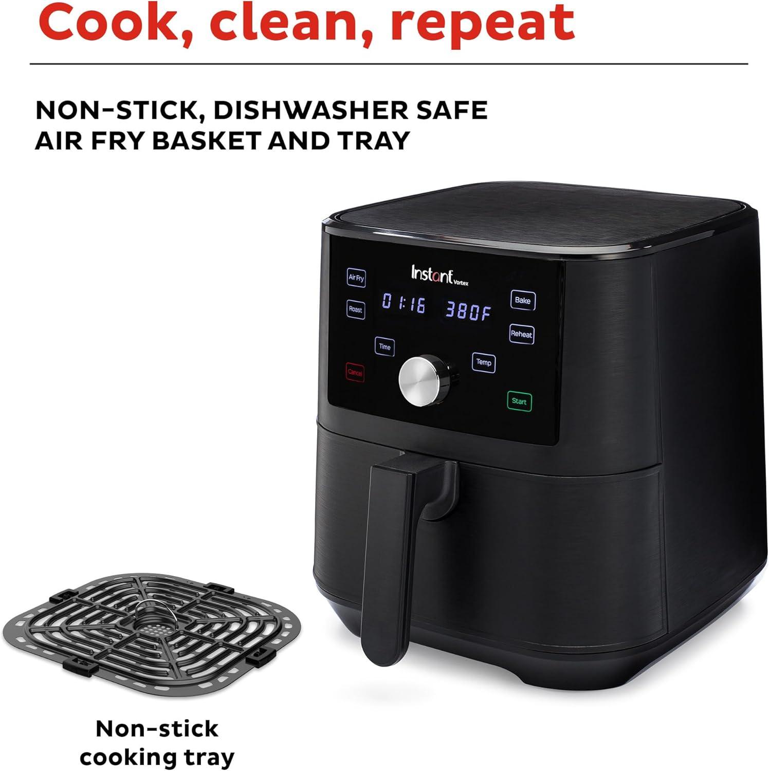 Instant Vortex 6 qt 4-in-1 Air Fryer: Instant Pot, 1700W, Black, Dishwasher-Safe, Roasts & Bakes, 1-Year Warranty