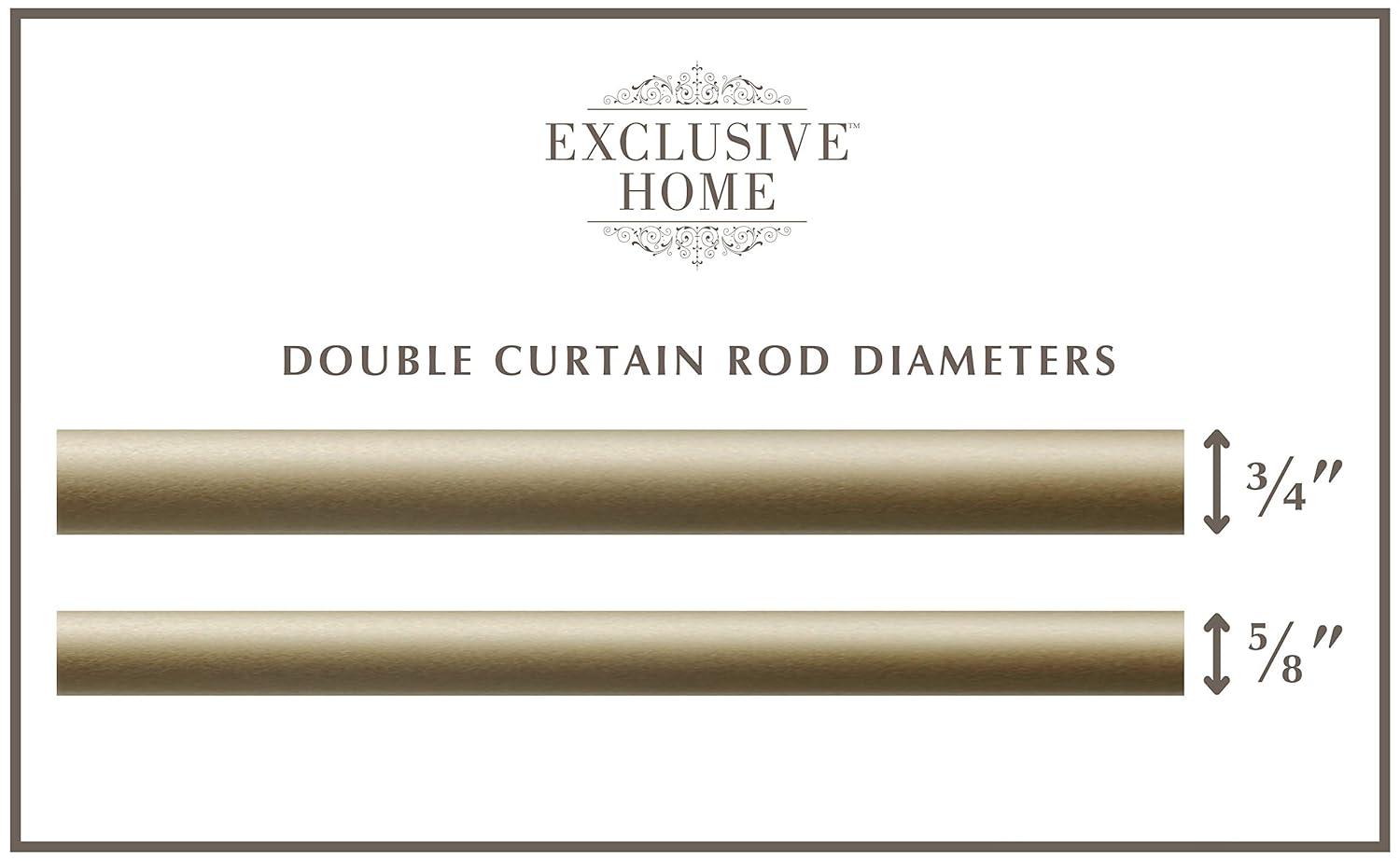 EXCLUSIVE HOME Topper Double Curtain Rod and Finial Set, Gold, 36"-72"