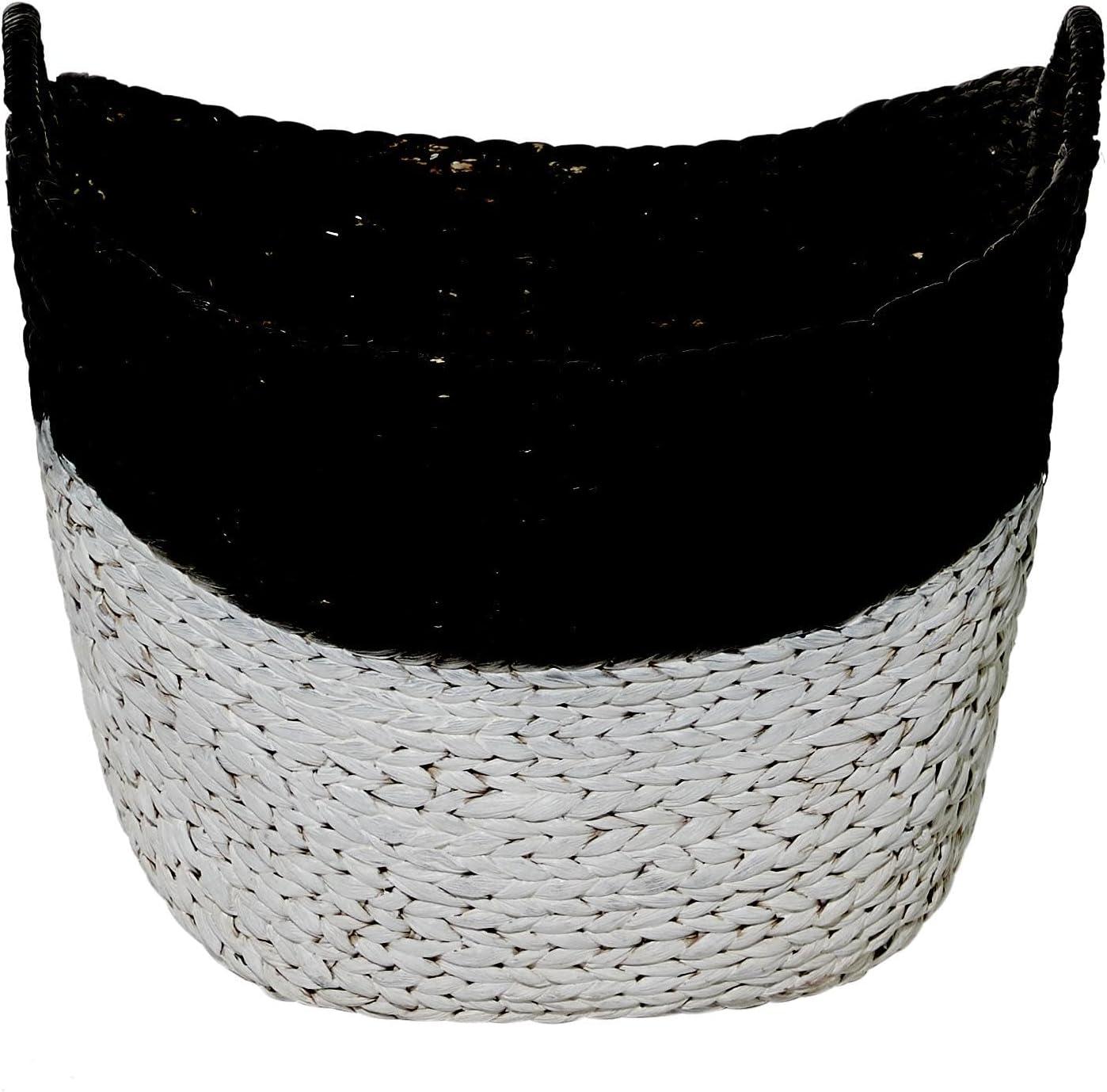 CosmoLiving by Cosmopolitan 22" x 19" Black Seagrass Handmade Large Woven Storage Basket with Handles, 1-Piece
