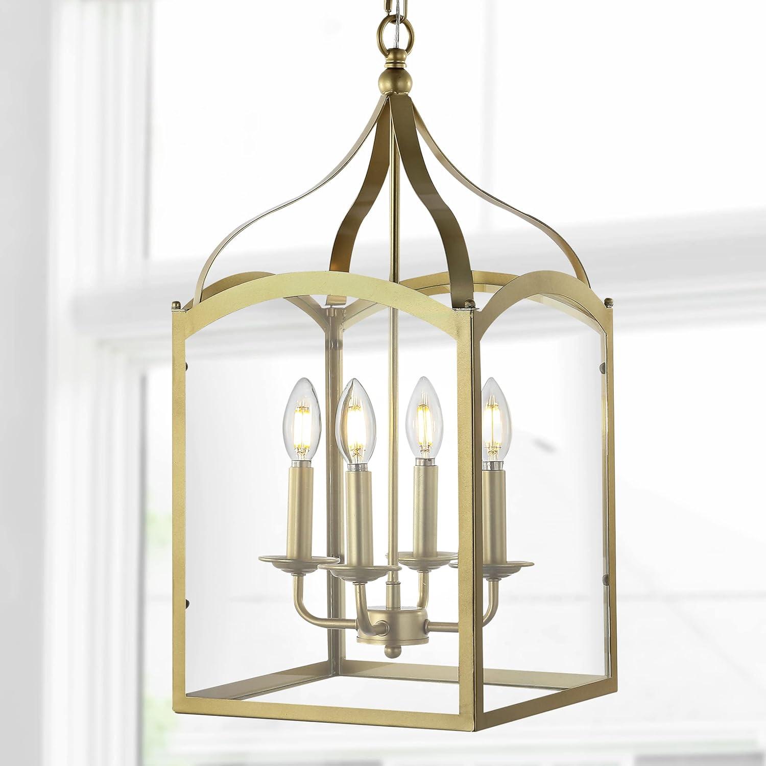 Ruth 11" Antique Gold Metal & Clear Glass LED Pendant Light