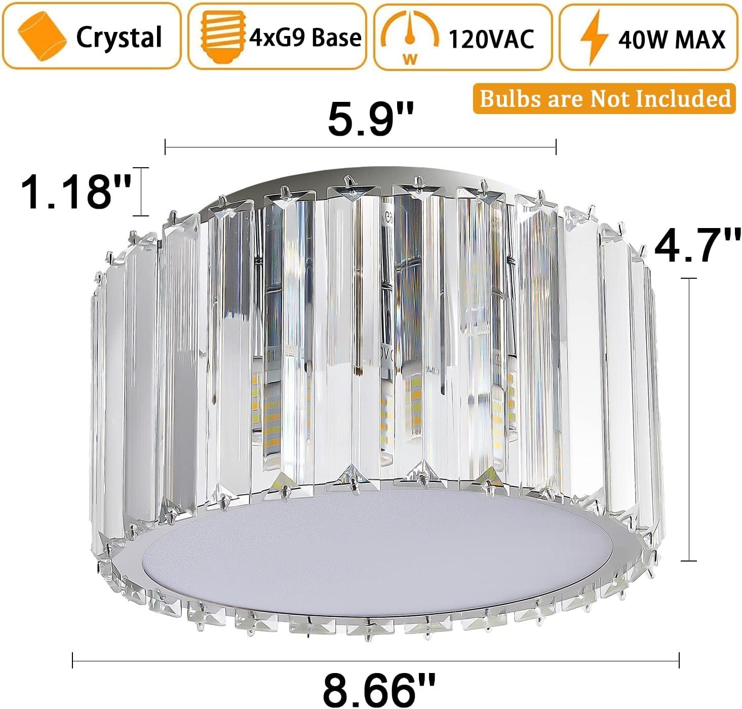 Mini Crystal Flush Mount Ceiling Light Fixture