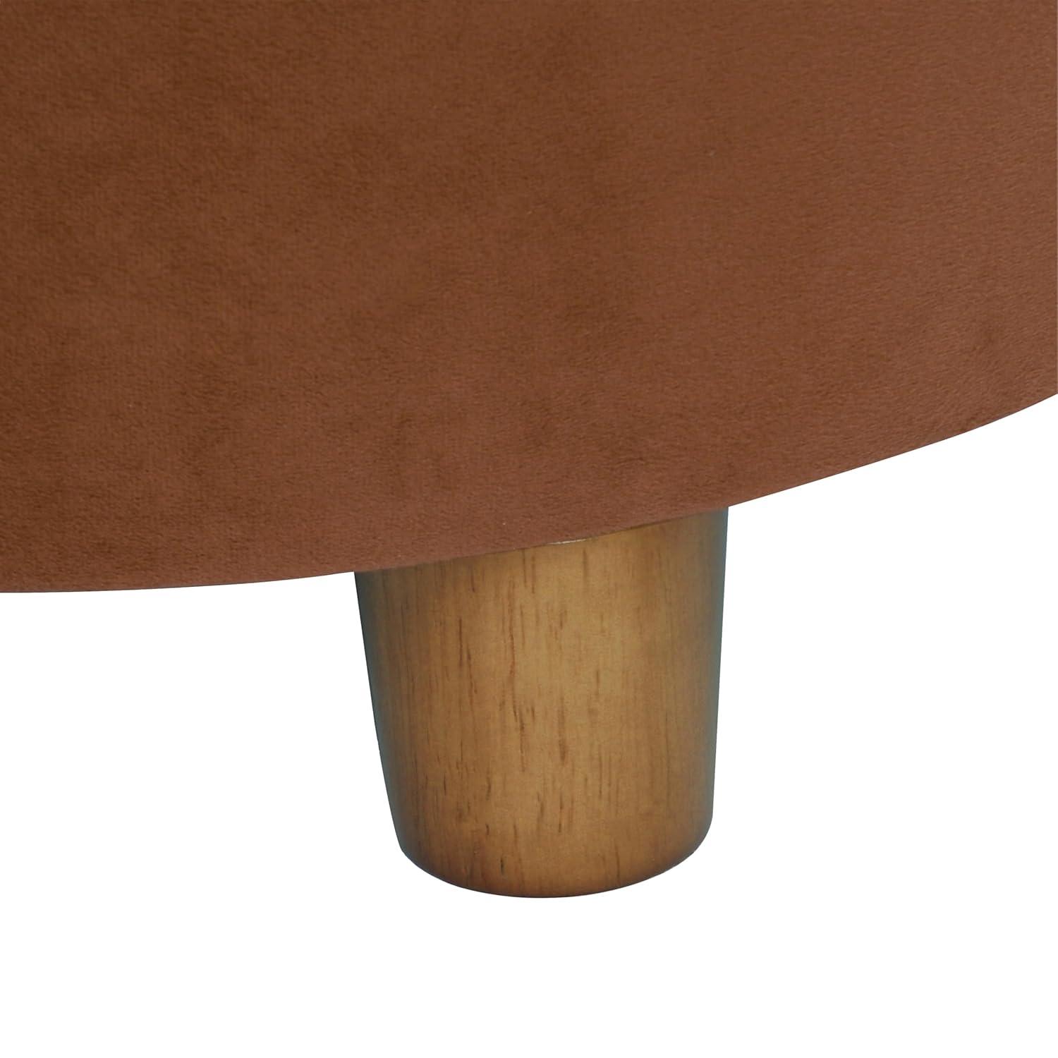 HomePop Round Storage Ottoman Spice: Upholstered Footstool with Hardwood Frame, 250lb Capacity
