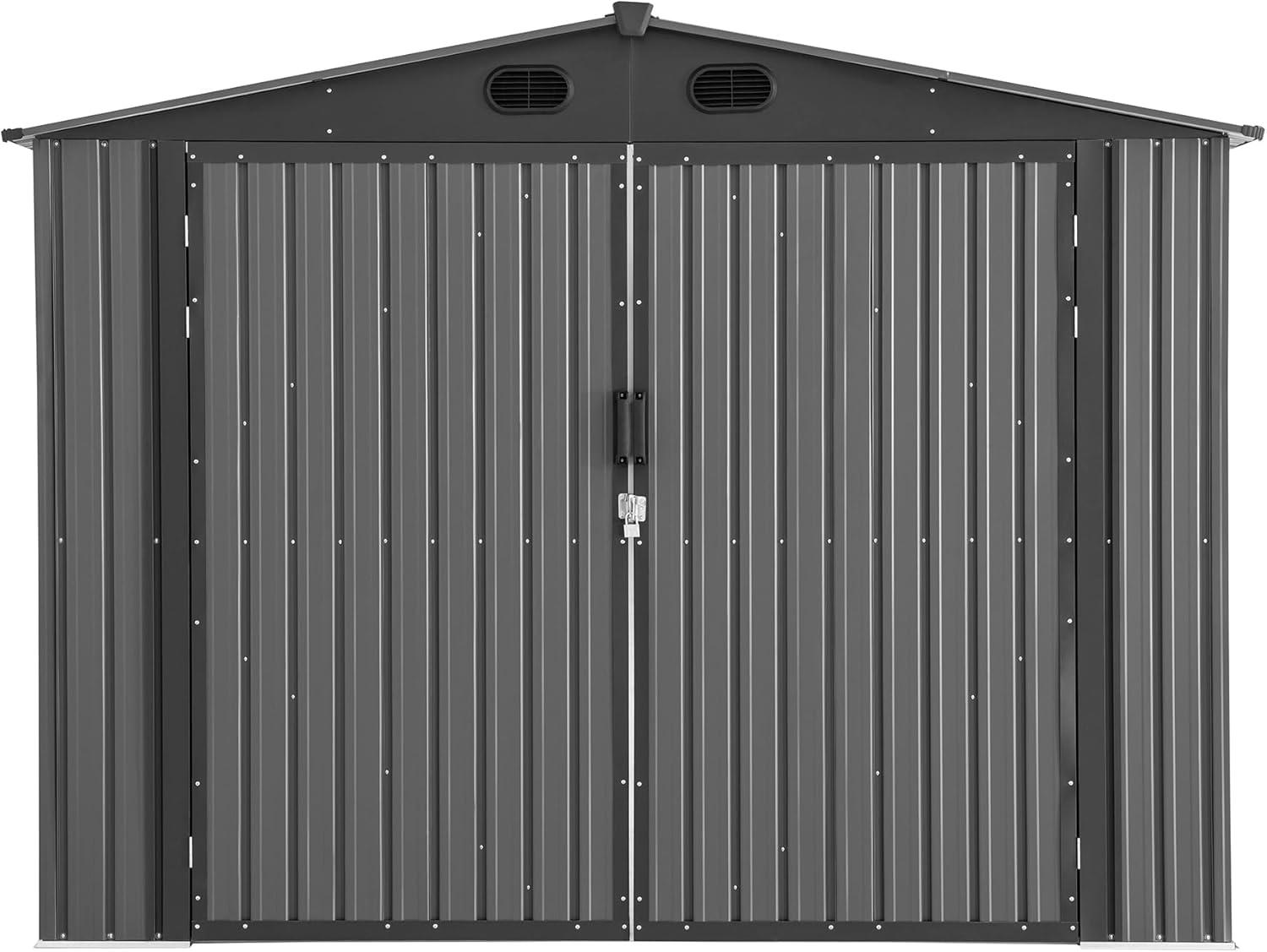 Sunjoy Sunjoy Outdoor Storage Shed 13 x 20 ft. Carport, Patio Metal Utility Large Storage Shed Garage with 2 Doors and 4 Vents, for Car, Truck, Bike, Garbage Can, Tool, Lawnmower