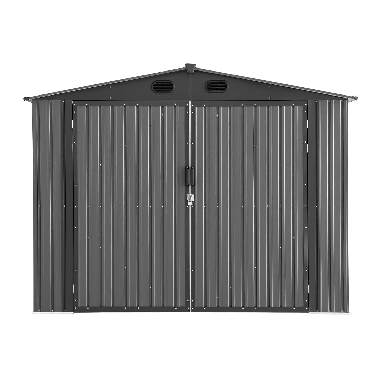 Sunjoy Sunjoy Outdoor Storage Shed 10 x 20 ft. Carport, Patio Metal Utility Large Storage Shed Garage with 2 Doors and 4 Vents, for Car, Truck, Bike, Garbage Can, Tool, Lawnmower