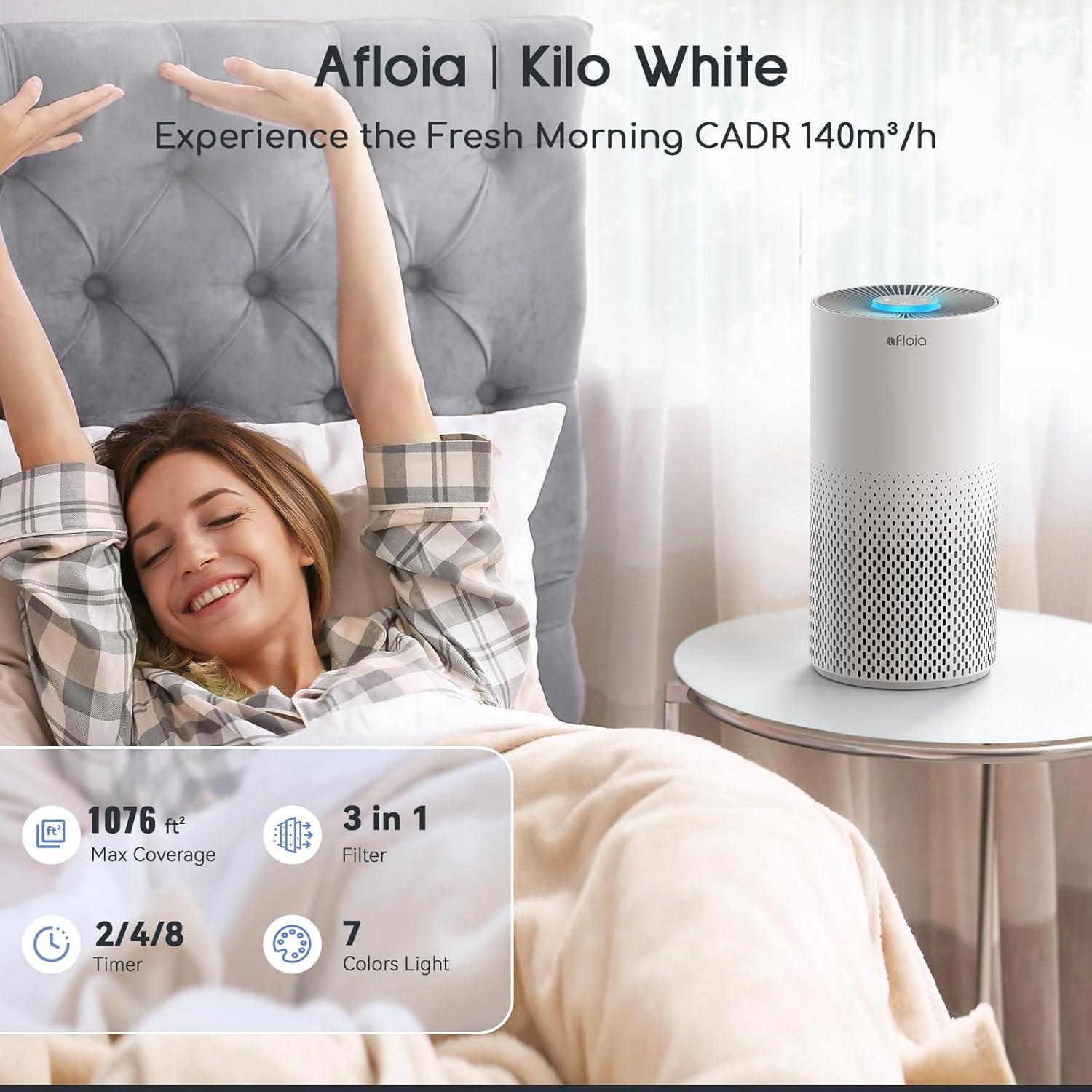 Afloia White HEPA Air Purifier with Odor Absorbing Filter