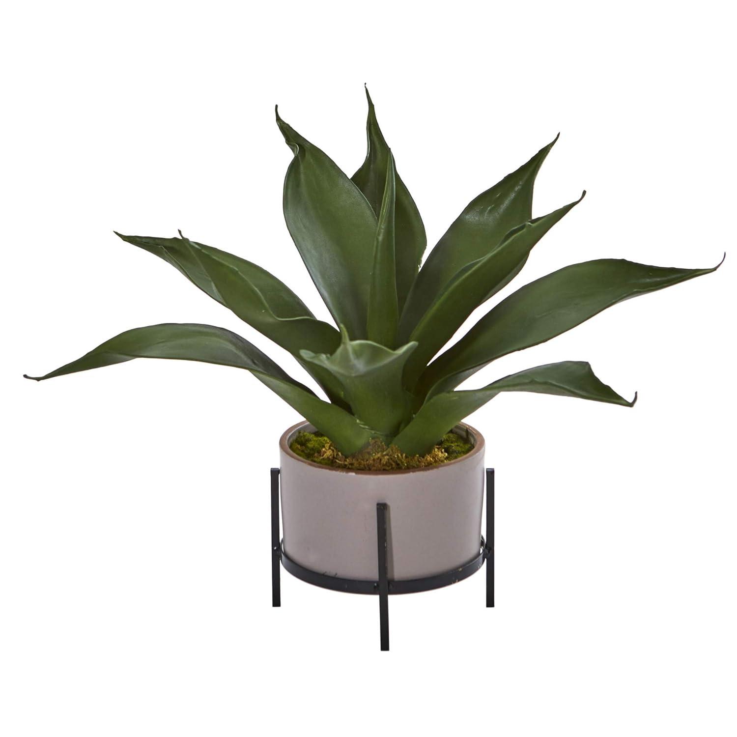 Nearly Natural 14" x 9" Artificial Agave Succulent in Decorative Planter : Indoor Faux Flora Decor