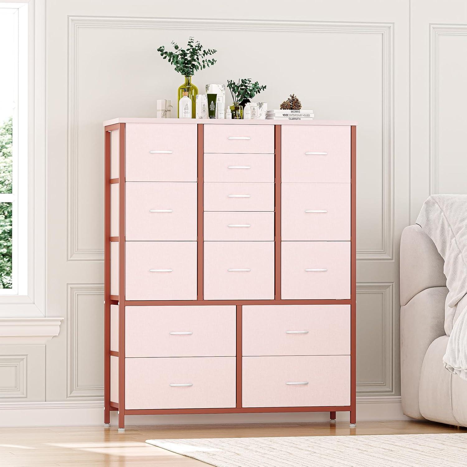 M optimized Dresser for Bedroom with 15 Drawers, Tall Dresser & Chests of Drawers, Fabric Storage Dresser for Closet, Hallway, Living Room