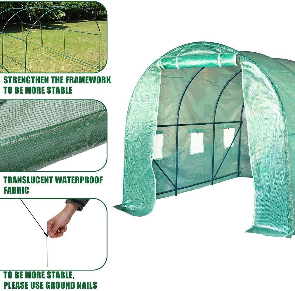 BestMassage - 118" x 77" x 76" - Green - Large Portable Walk-In Greenhouse