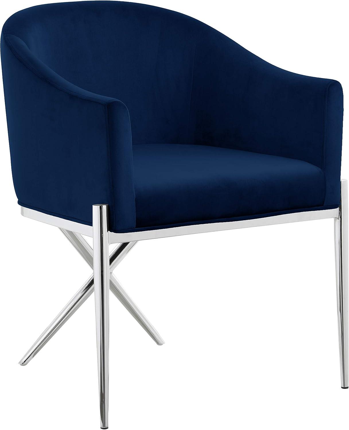 Meridian Furniture Xavier 19.5"H Velvet Dining Chair in Navy