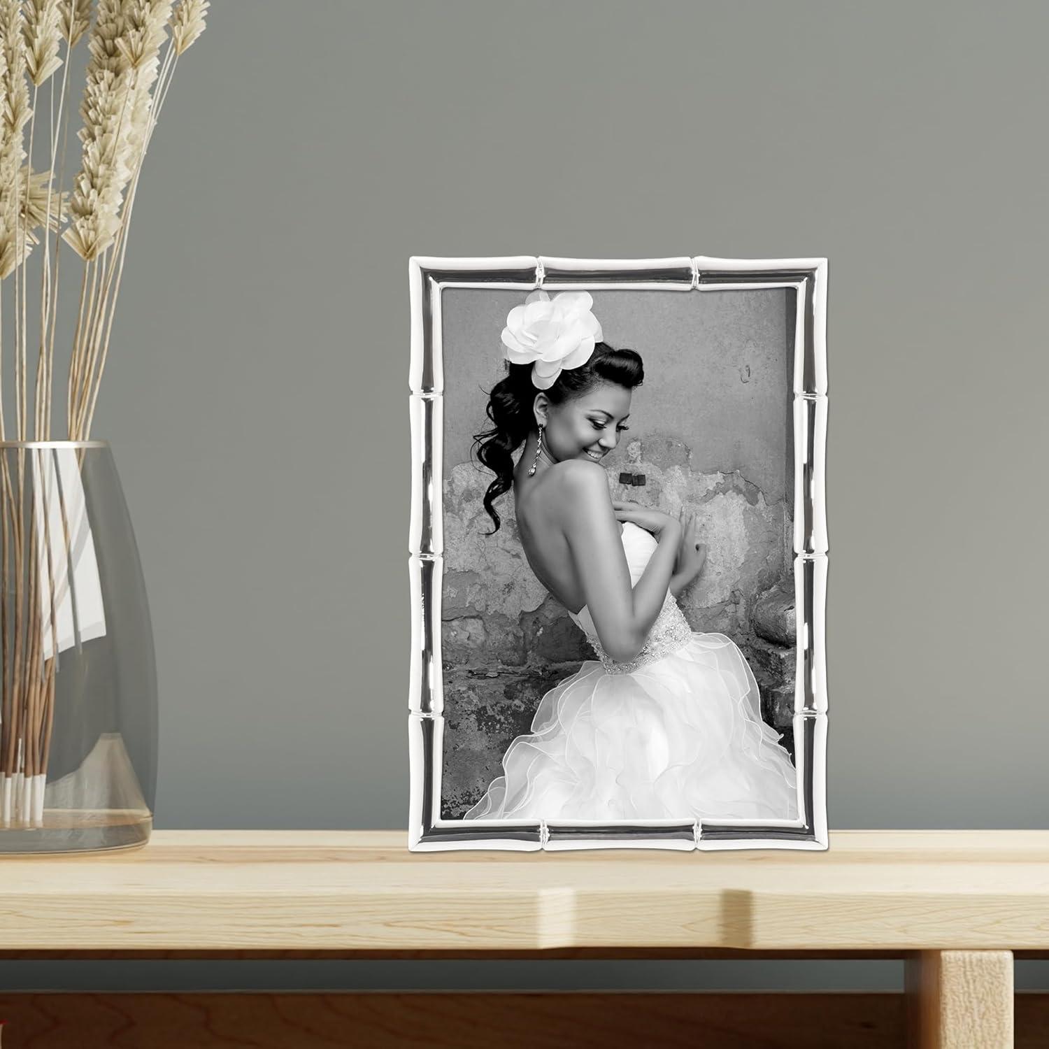 Lawrence Frames 710146 Silver Metal Bamboo 4x6 Picture Frame