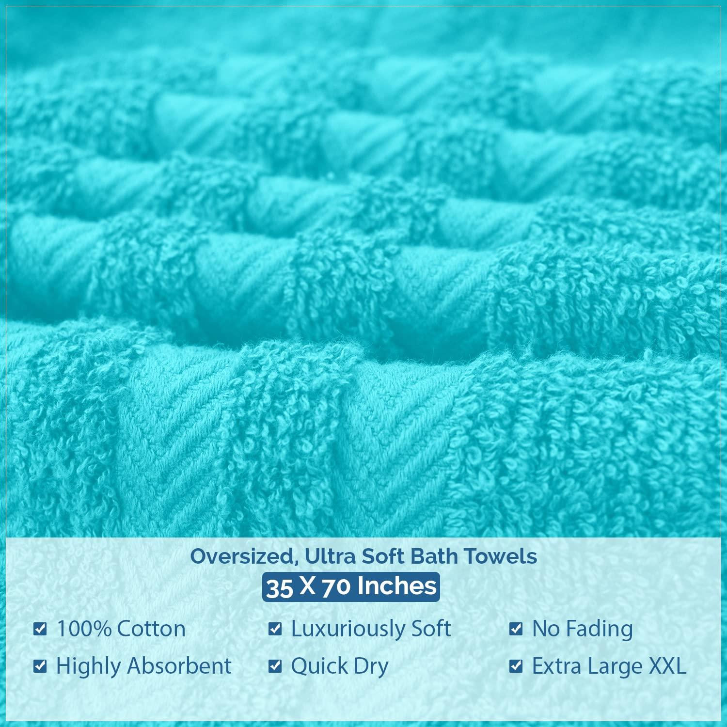 White Classic Luxury 100% Huge Cotton Bath Sheets Set of 2 - 35x70" Aqua