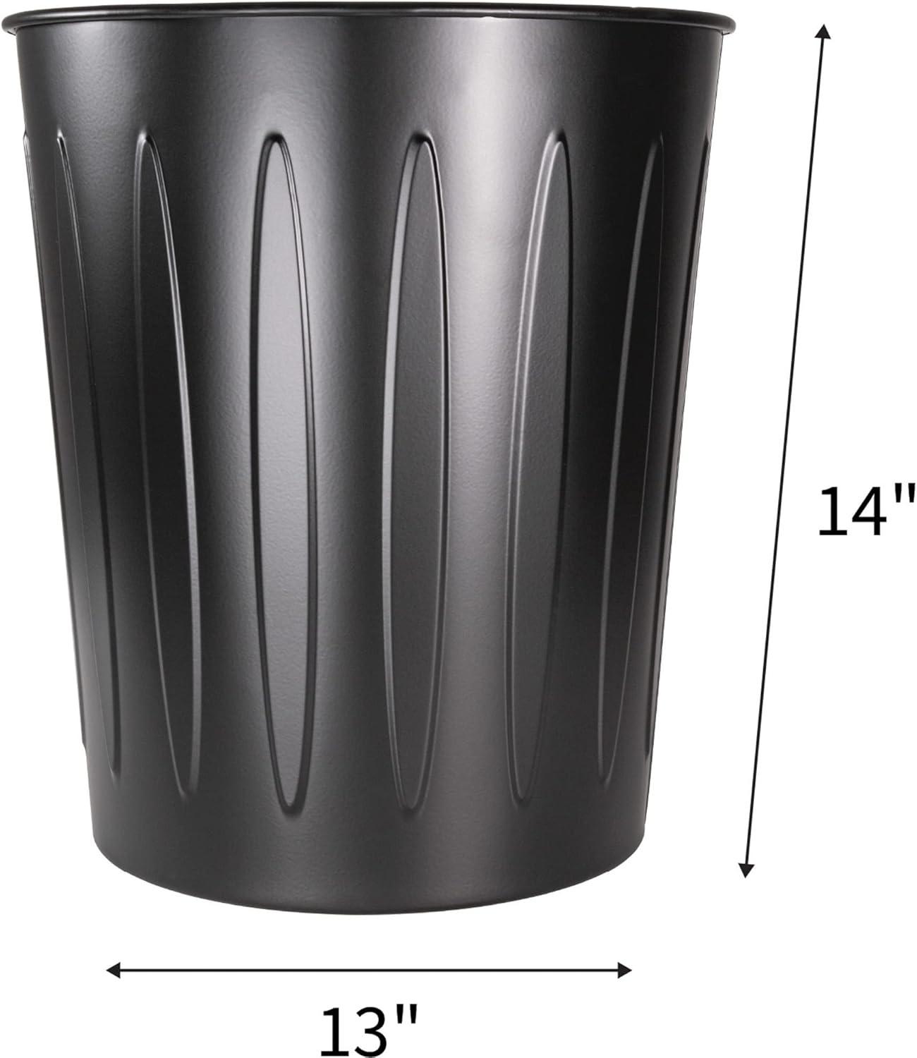 Black 6 Gallon Fire-Safe Metal Office Trash Can