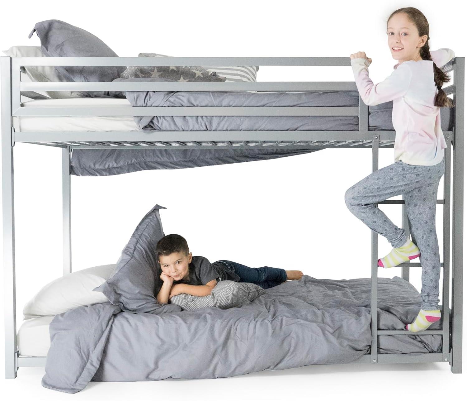 DHP Miles Metal Twin/Twin Bunk Bed, Silver